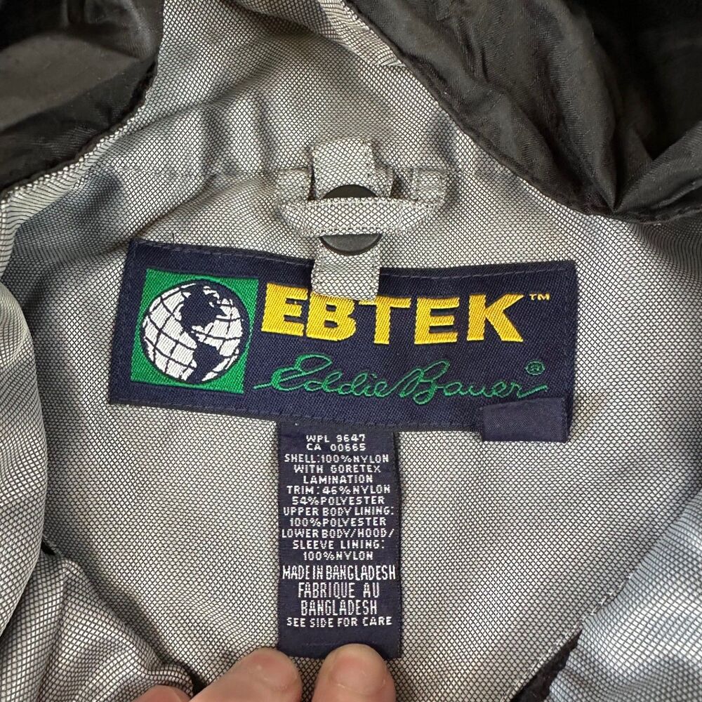 Vintage 90s EBTEK Eddie Bauer Gore-Tex Rain Jacket Black Mens M Gorpcore - Picture 8 of 10